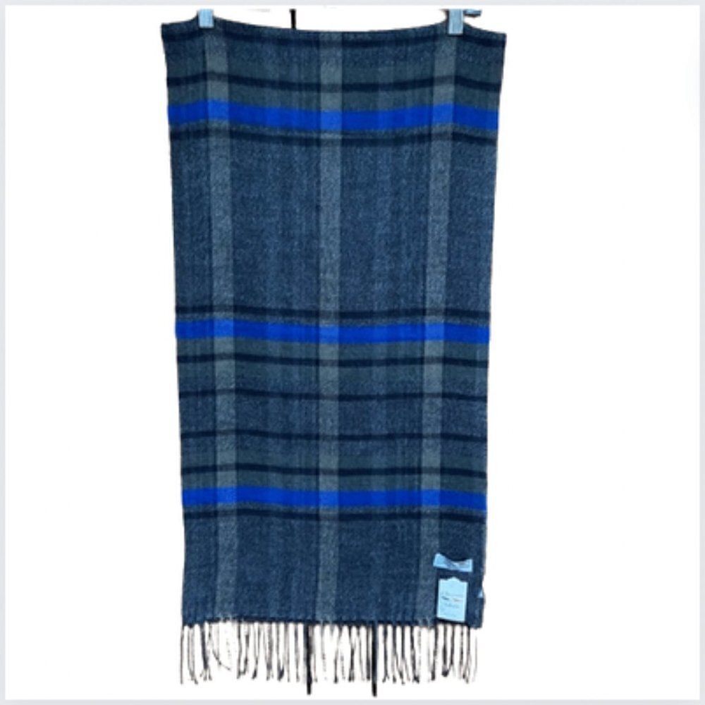 Made in Italy oversized blue gray plaid scarf wrap